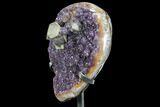 Amethyst Geode With Calcite on Metal Stand - Uruguay #107708-5